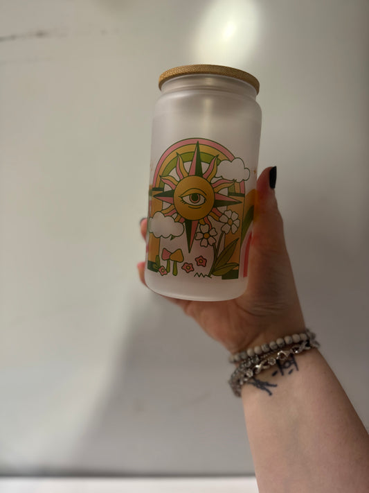 Boho frosted glass cup