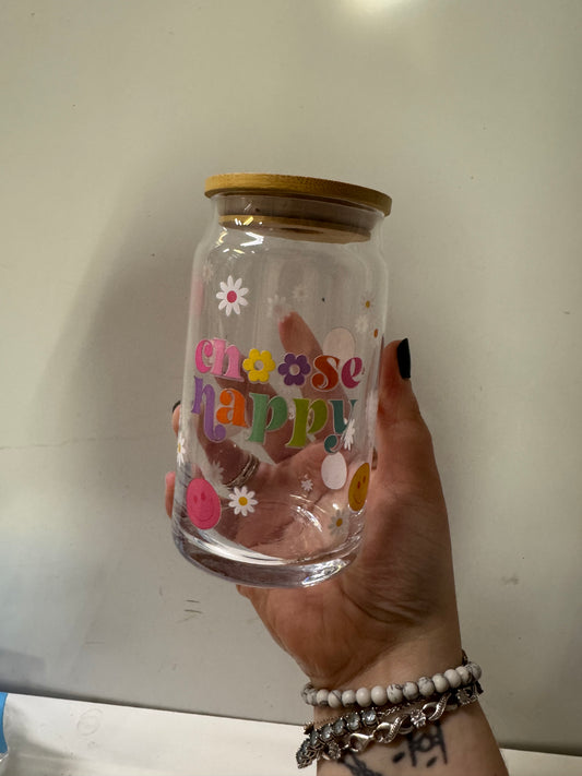 Choose happy glass cup