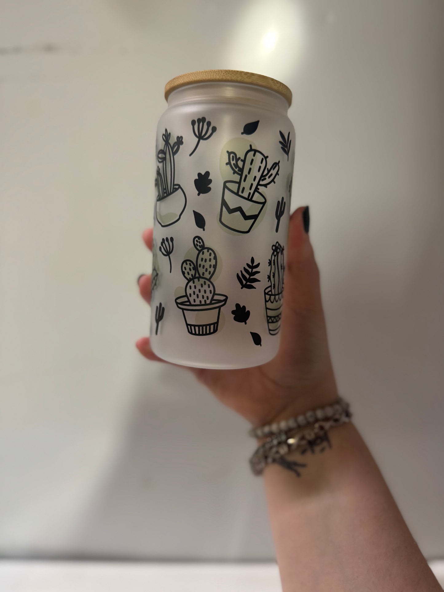 Succulent frosted glass cup