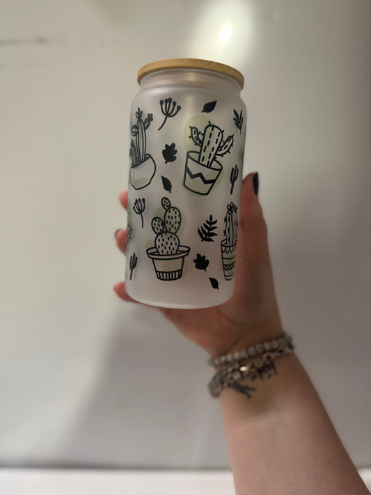 Succulent frosted glass cup