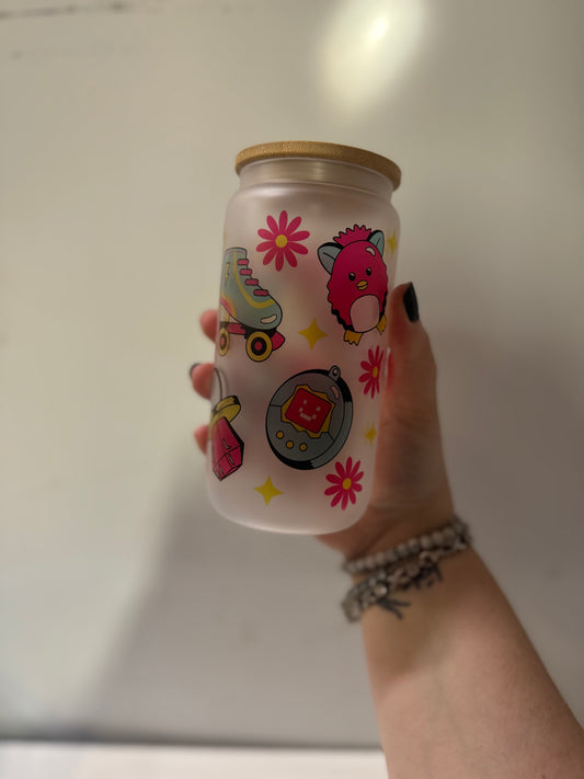 90’s frosted glass cup