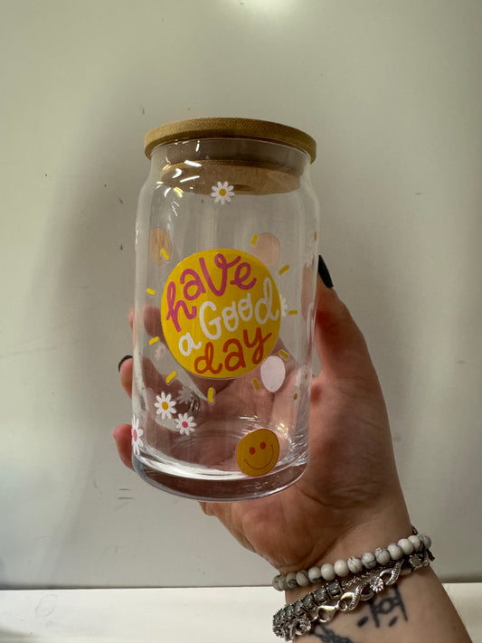 Good day glass cup